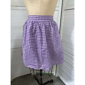 Handmade Vintage Purple & White Gingham Check Cotton Hostess Half Apron